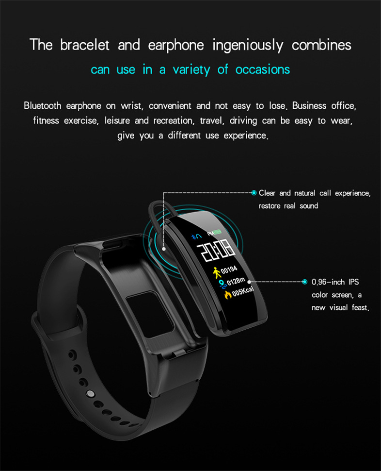 Smart Bracelet B31 with  Headset Smart Wristwatch